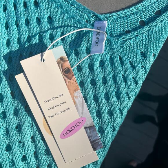 DOKOTOO, NWT, Teal Blue, Beach Coverup Dress, Medium - Picture 3 of 4